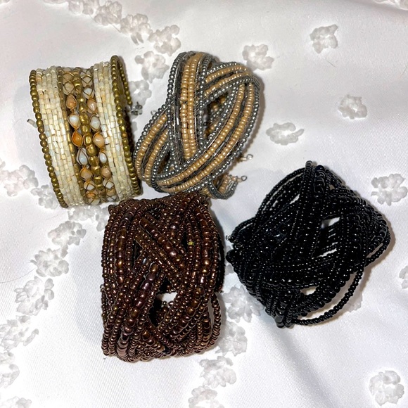 Jewelry Beaded Costume Jewelry 4 Cuff Bracelets Poshmark